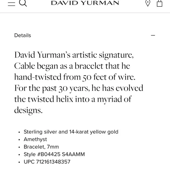 DAVID YURMAN ๐ AUTHENTIC Classic Cable Bracelet 7mm - Picture 8 of 15